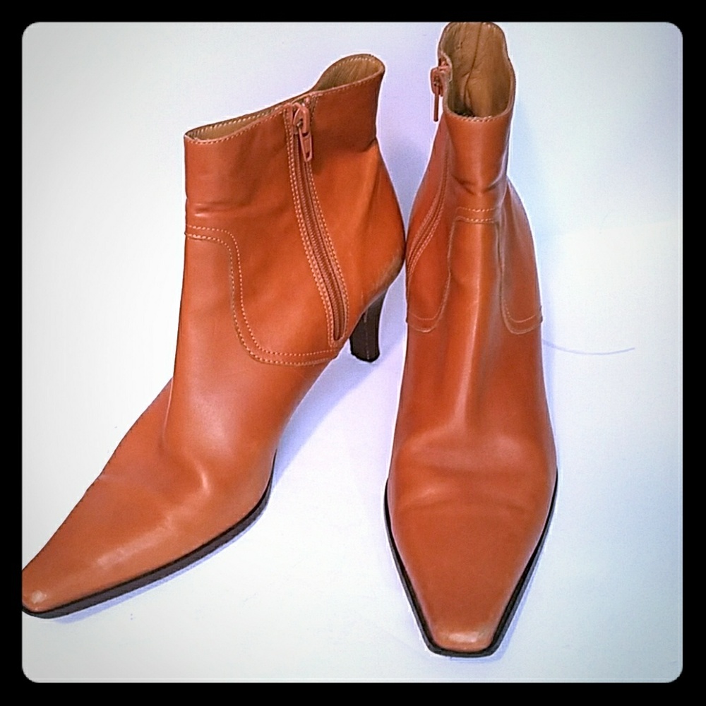 Coach Alexis Leather Ankle Boots 9.5 Light Brown